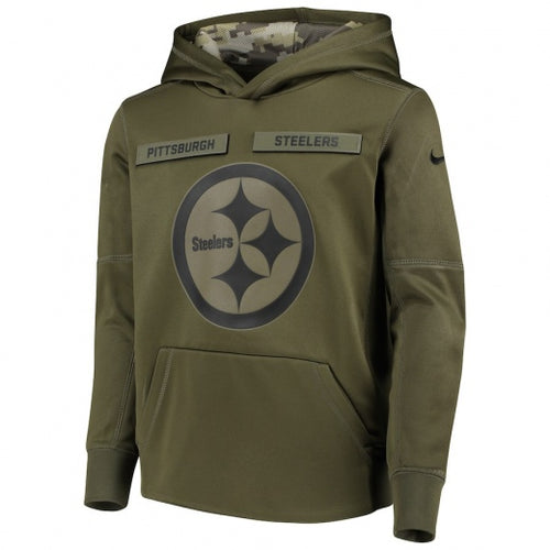 Youth Pittsburgh Steelers Nike 2018 Salute to Service Pullover Performance Hoodie - Green